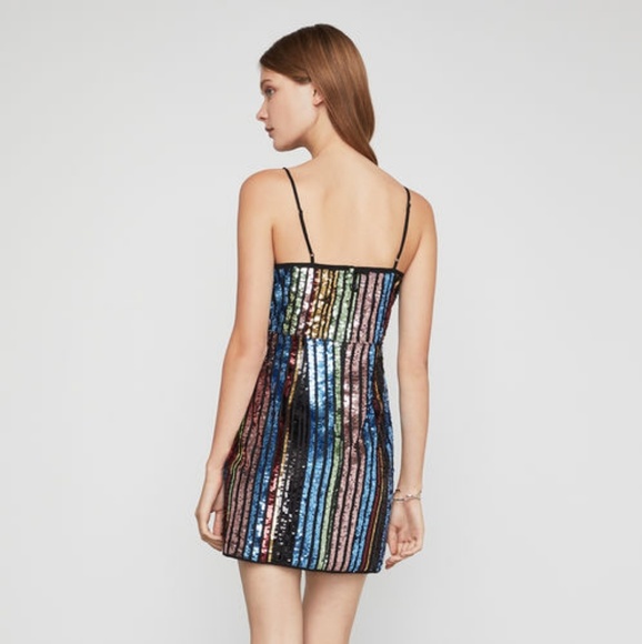 🎁SALE🎁BCBGMAXAZRIA Striped Sequin Wrap Dress - Picture 4 of 8